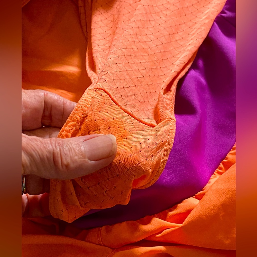 ADIDAS Orange & Purple Striped Lined Workout Running Athletic Shorts - Picture 7 of 9
